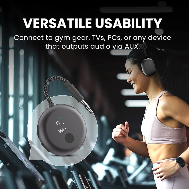 Avantree ساوندجيت R1 – محول بلوتوث للطائرات لمدة 25 ساعة لجميع AirPods (Pro/Max) مع شريحة كوالكوم و aptX Adaptive، ناقل صوت لاسلكي للسفر بالطائرة، يعمل مع سماعات Bose وغيرها من السماعات. - Image 4